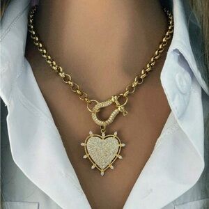 Western Horseshoe Necklace with a Gold Heart Pendant Cowgirl Necklace